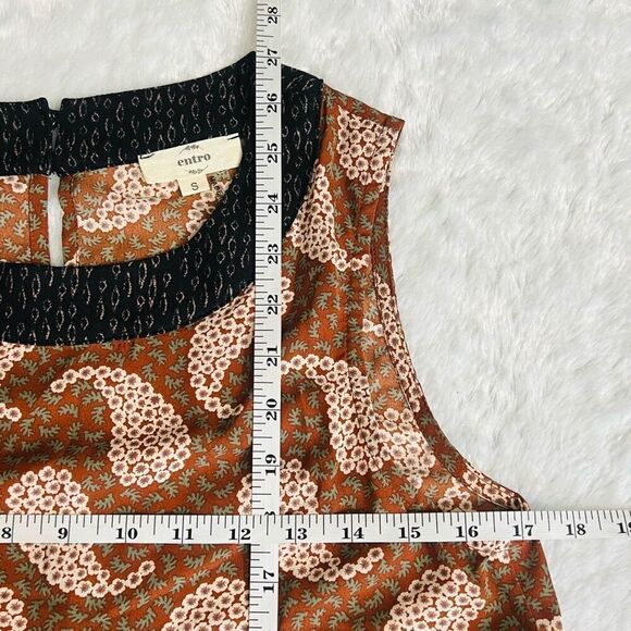 Entro Womens Tiered Ruffle Paisley Top Brown Black Size Small - Picture 7 of 7
